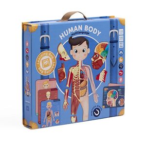 HUMAN BODY. MULTILANGUAGE.  MAGNETIC PIECES. LEARNING BAG